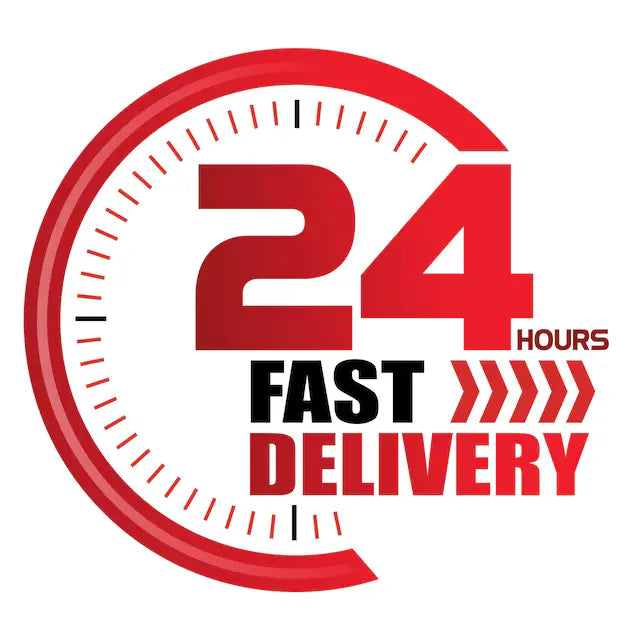 Brahmkalp 24 hours fast delivery service icon showing clock and quick shipping guarantee