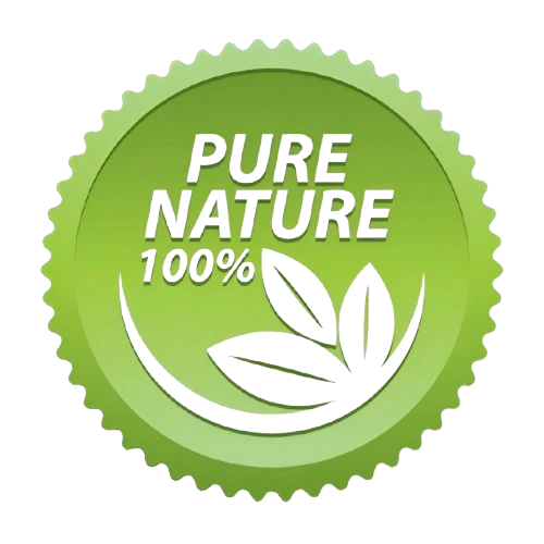 Brahmkalp badge for 100 percent pure nature and organic herbal tea ingredients