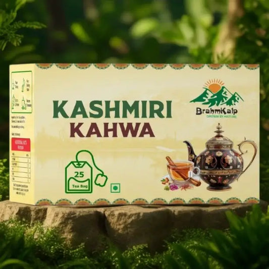 Brahmkalp Kashmiri Kahwa Tea Bags - Premium Herbal Green Tea Box with 25 Tea Bags for Immunity and Weight Loss