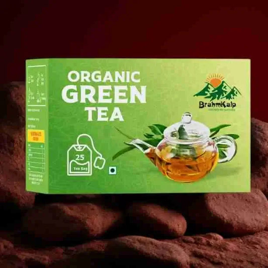 Brahmkalp Organic Green Tea Box with 25 Herbal Bags – Diabetic-Friendly, Caffeine-Free Detox Tea