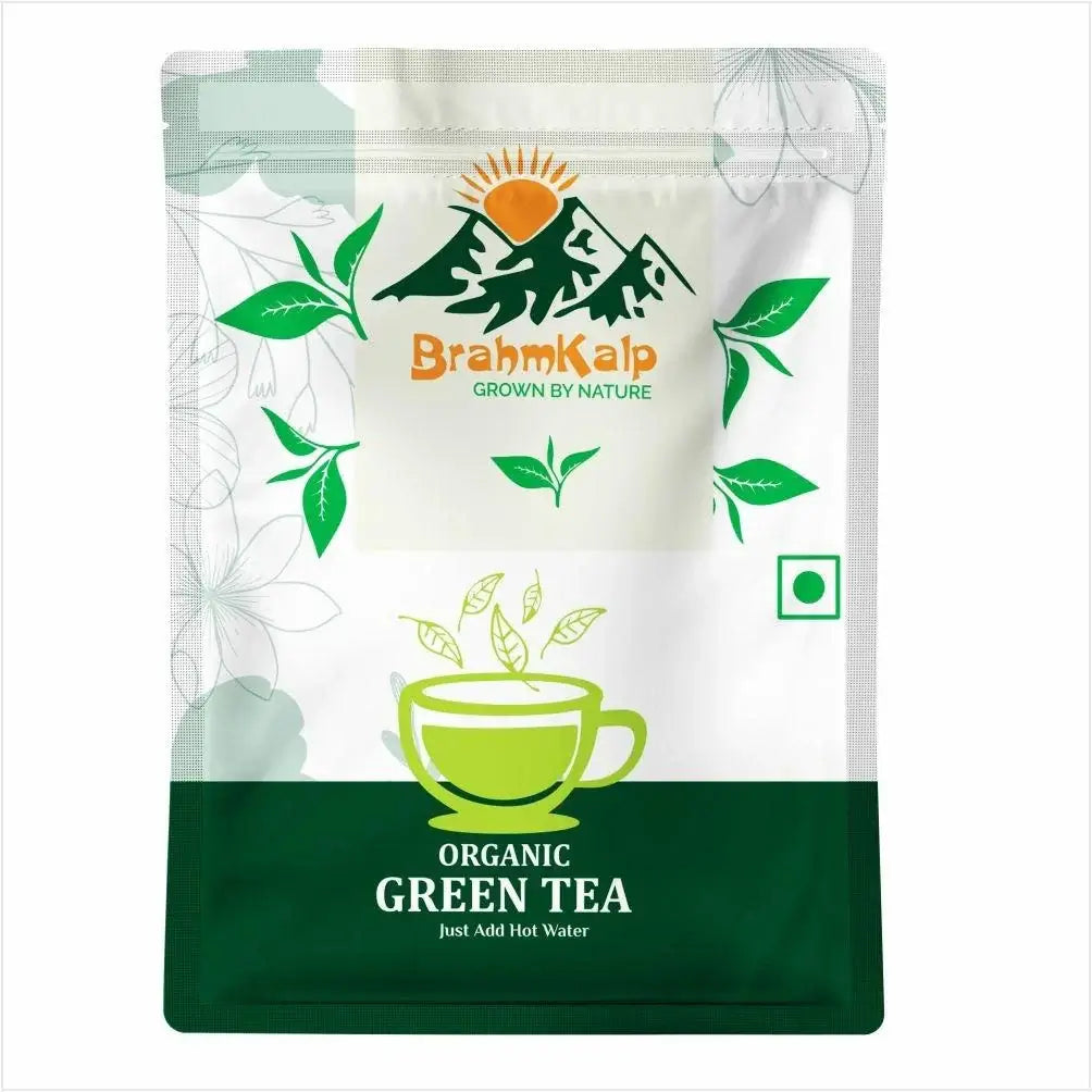 Brahmkalp Organic Green Tea Pouch – Caffeine-Free Herbal Tea for Diabetic Health and Wellness